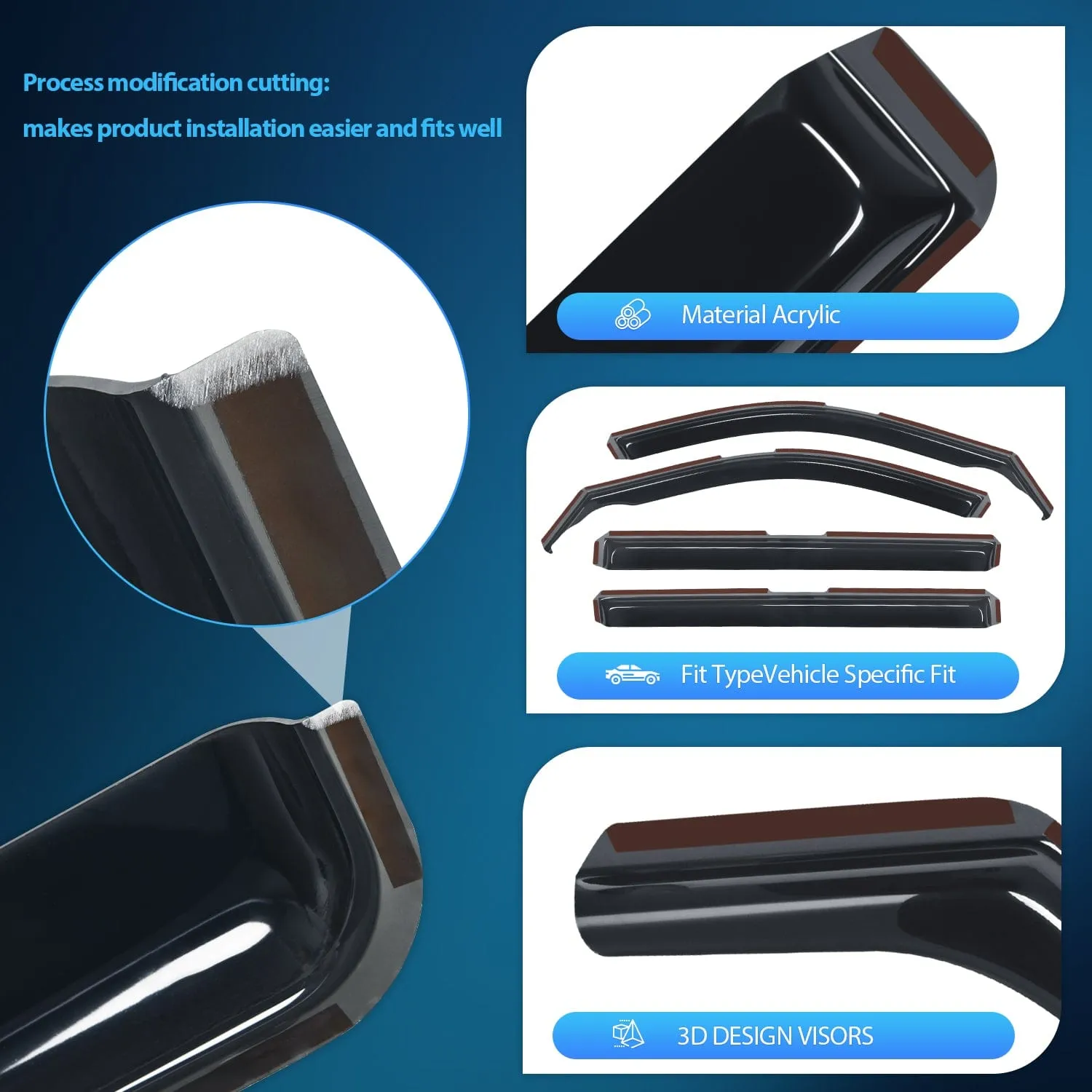 4pcs Rain Guards For Jeep Grand Cherokee L 2021 2022 2023 2024