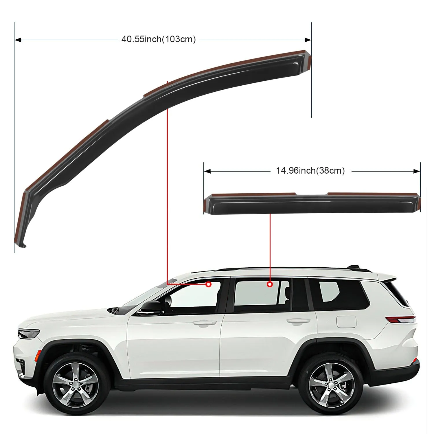 4pcs Rain Guards For Jeep Grand Cherokee L 2021 2022 2023 2024