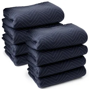 8-Pack, 80"x72" Moving & Packing Blankets- Blue & Black by Sure-Max