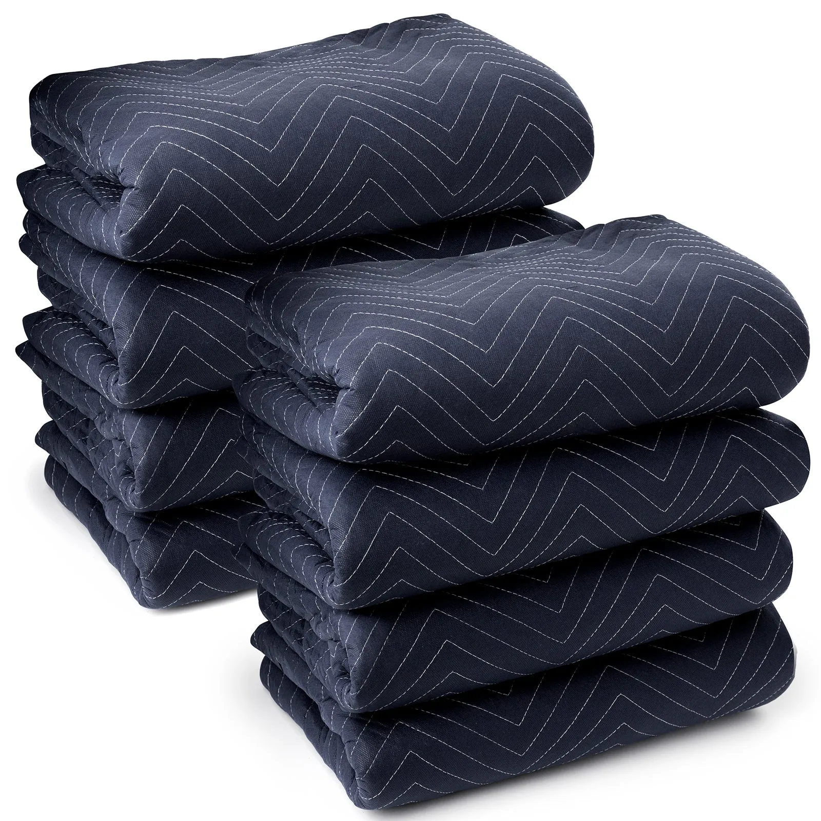 8-Pack, 80"x72" Moving & Packing Blankets- Blue & Black by Sure-Max