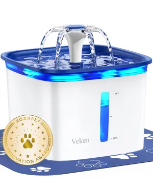 95oz/2.8L Pet Fountain, Automatic Cat Water Fountain Dog Water Dispenser with Replacement Filters for Cats, Dogs, Multiple Pets (Blue, Plastic)