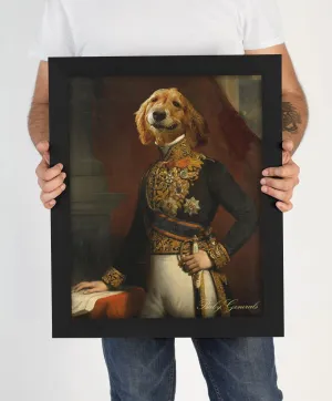 Custom pet portrait, royal pet portrait, christmas gift pet regal, dog portrait, pet loss gift, last minute gift,  framed horizontal poster
