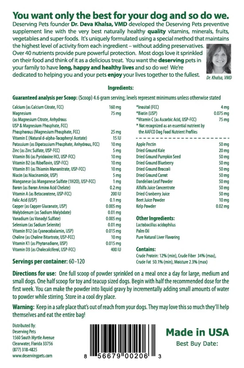 Deserving Pets Canine Everyday Essentials OUT OF BUSINESS. PLEASE ORDER RAMAEKERS COMPLETE  