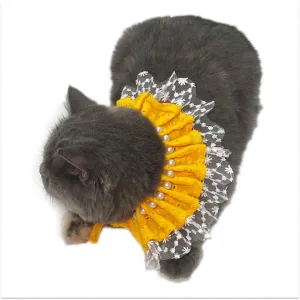Dogobow Pearl Neck Tutu for Dogs and Cats (Yellow) (Get a Bow Free)