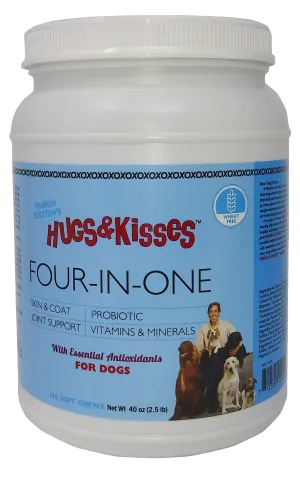Hugs & Kisses Four-In-One Vitamin Mineral Supplement Treat for Dogs Large Jar