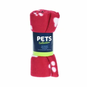 Large Pet Fleece Blanket with Paw Print