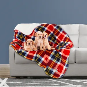 PETMAKER 50x60 Waterproof Dog Blanket, Red Plaid