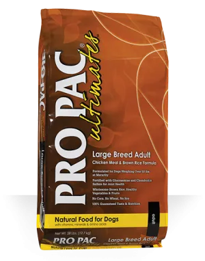 PRO PAC ULTIMATES CHICKEN AND BROWN RICE DRY FOOD FOR LARGE BREED ADULT DOGS