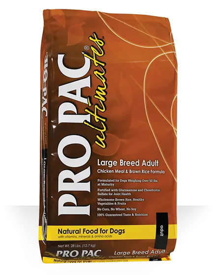 PRO PAC ULTIMATES CHICKEN AND BROWN RICE DRY FOOD FOR LARGE BREED ADULT DOGS