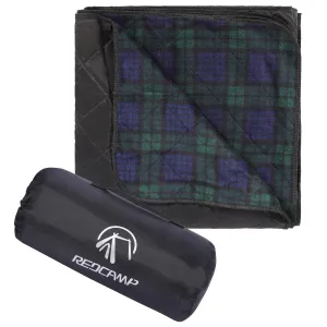 REDCAMP Extra Large Waterproof Stadium Blanket for Cold Weather, Soft Warm Fleece Camping Blanket Windproof for Outdoor Picnic Sports, 79”x 79” Green Grid