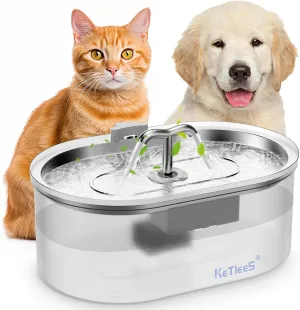 Stainless Steel Cat Water Fountain: Large, Quiet