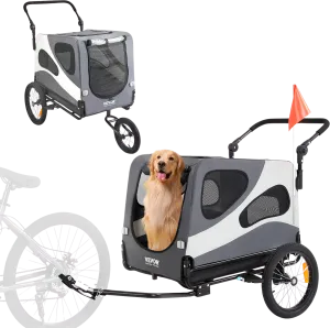 Vevor Dog Bike Trailer 100 lbs. Capacity 2-in-1 Pet Bicycle Stroller Folding Black/Gray New